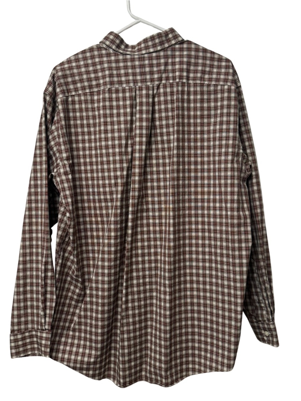 LL Bean Men's Classic Button-Down Plaid Shirt - Rust/White - Picture 2 of 3
